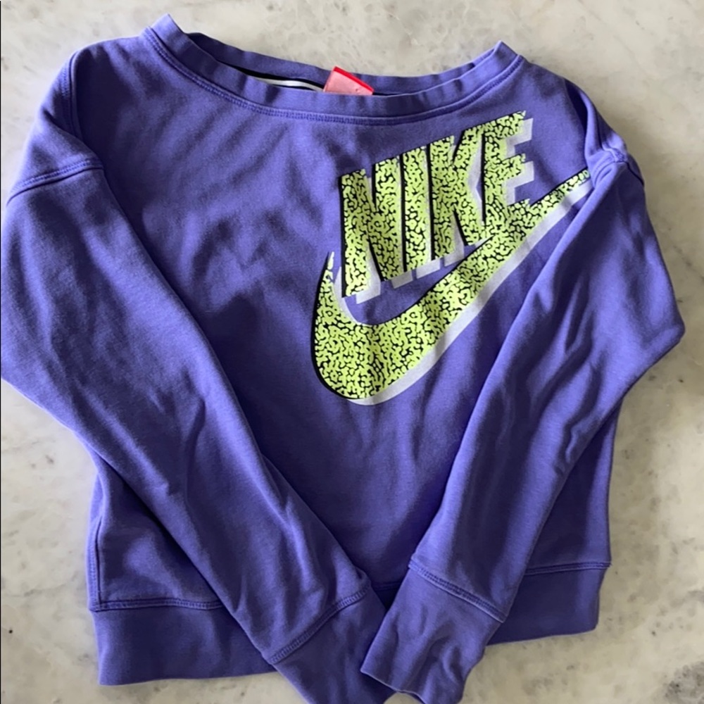 Nike purple off the shoulder sweatshirt